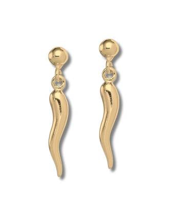 Gold Over Sterling Silver Italian Horn Drop Earrings