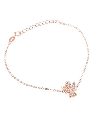 Guardian Angel Rose Gold Plated Silver CZ Bracelet