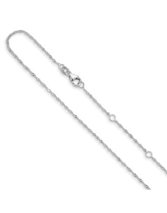 Italian 10K White Gold Singapore Adjustable Chain Necklace