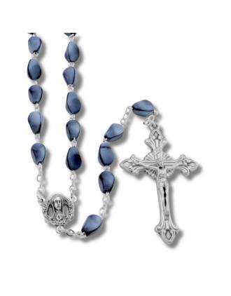 Italian Blue Sasso Venetian Glass Rosary Beads