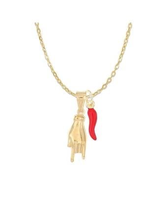 Double Stacked Charm Mano Cornuta Italian Cornicello Necklace