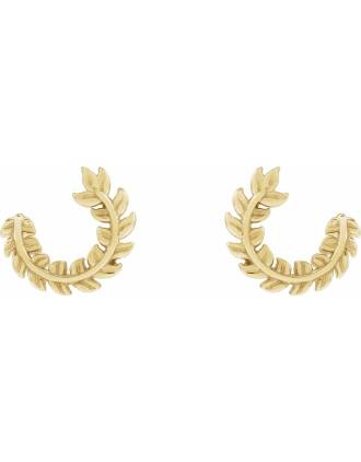 Laurel Wreath 14K Yellow Gold Hoop Earrings