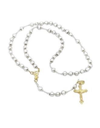 Italian Murano Glass Silver and Gold Rosary Beads