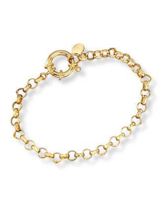 Italian Rolo Charm Bracelet Sterling Silver 18k Gold Plated