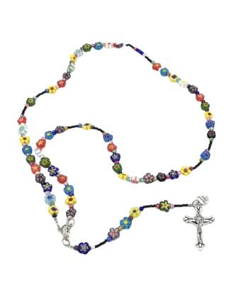 Italian Murano Glass Millefiori Rosary Beads