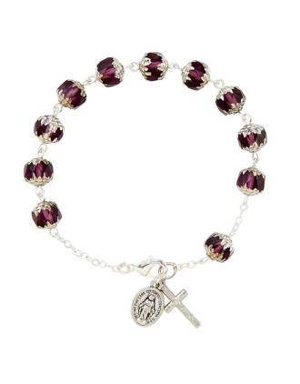 La Verna Faceted Amethyst Rosary Beads Bracelet