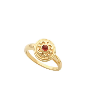 Lucrezia 10K Yellow Gold Garnet Round Ring