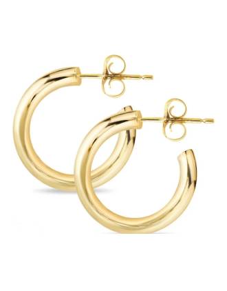 Italian 18mm Tube J-Hoop Earrings Gold
