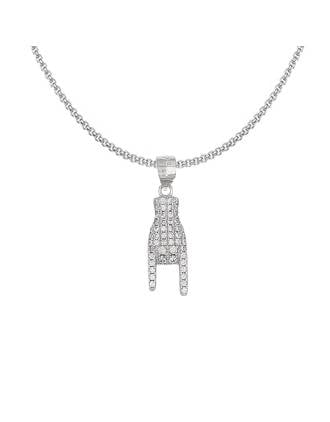 Mano Cornuto Pave CZ Italian Hand Pendant