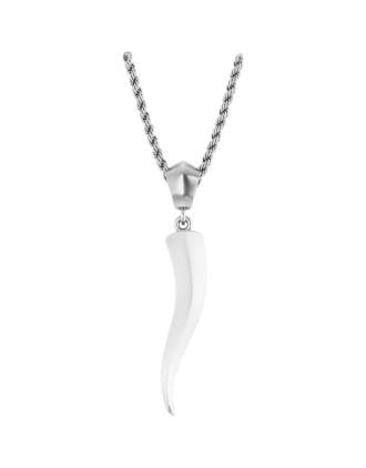 Men's 14K White Gold Italian Horn Necklace