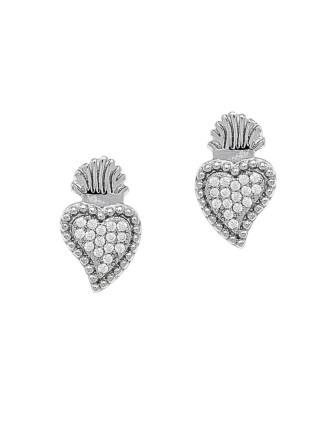 Pavé CZ Sacred Heart Earrings