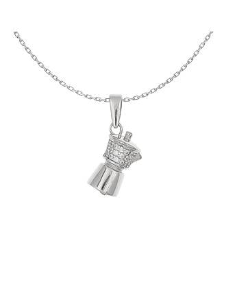 Pave CZ Italian Moka Pot Charm Necklace Sterling Silver