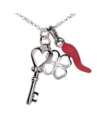 Italian Key to Luck Red Cornicello Necklace