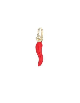 Red Enamel Italian Horn Charm Gold Over Silver