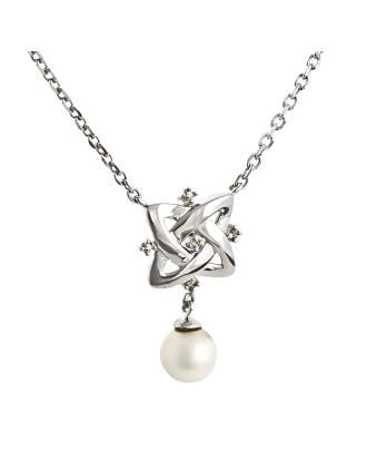 Renaissance Knot Diamond and Pearl Necklace