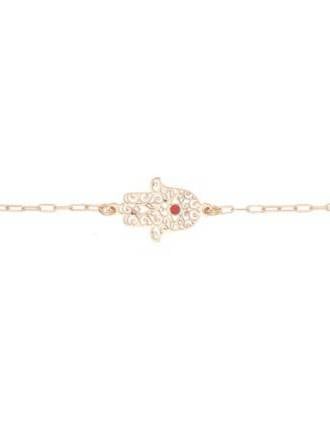Rose Gold Filigree Hamsa Evil Eye Bracelet