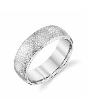 Classic Florentine Finish 10K White Gold Wedding Band | Timeless
