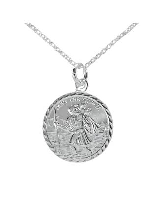 Saint Christopher Medal Necklace in Sterling Silver