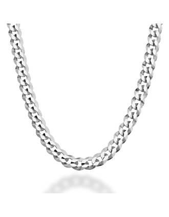 Silver Italian 5mm Diamond Cut Cuban Chain 18 Inch
