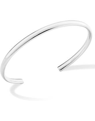 Silver Italian Adjustable Cuff Polished Bangle Bracelet