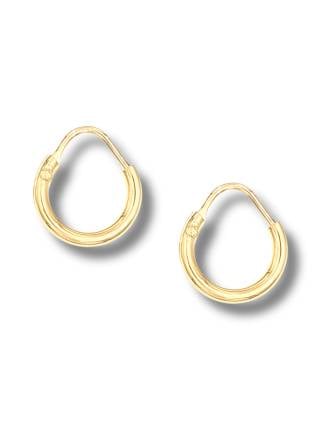 Small Italian Hoop Earrings 10mm – Gold Over Sterling Silver Everyday Hoops