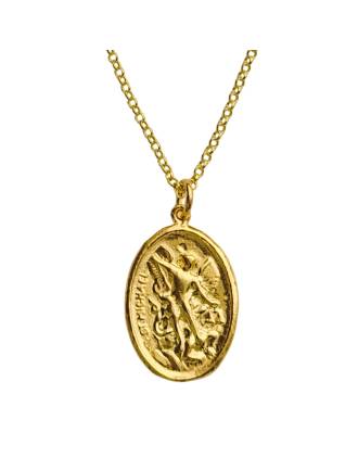 St. Michael & Guardian Angel Medal Gold Over Silver