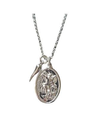 St. Michael & Guardian Angel Medal with Italian Horn Necklace