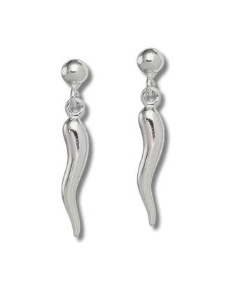 Sterling Silver Italian Horn Drop Earrings