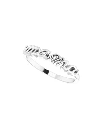14k White Gold 3mm Mama Ring