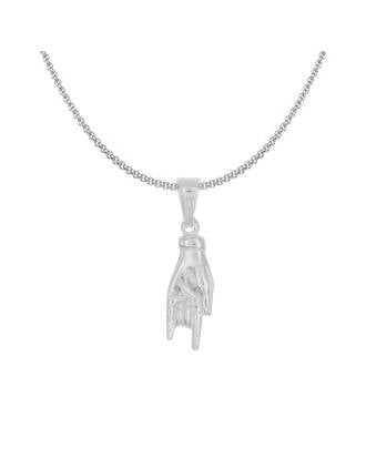 Sterling Silver Mano Cornuto Italian Hand Charm Necklace