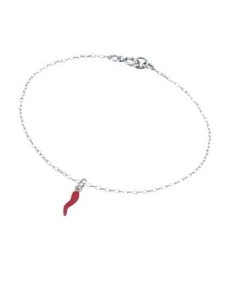 Sterling Silver Red Enamel Italian Horn Charm Bracelet