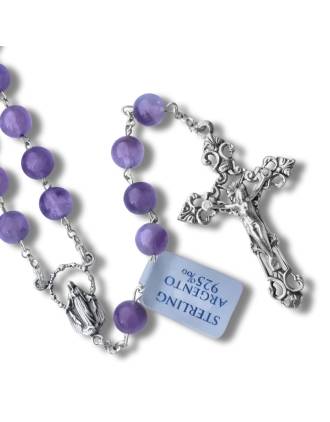 Sterling Silver Rosary Genuine Amethyst Beads