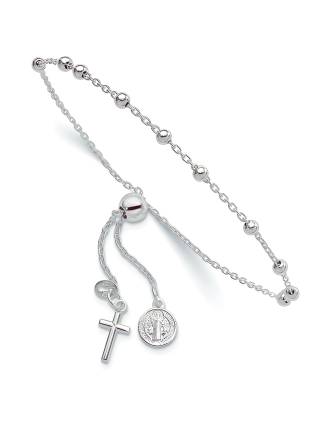 Italian Sterling Silver St. Benedict Adjustable Rosary Bracelet