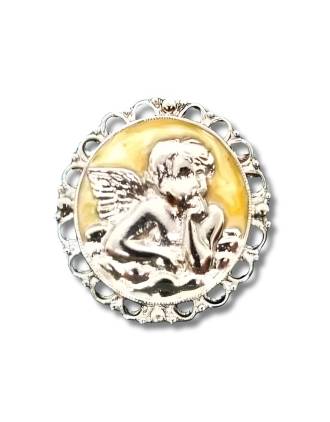 Cherub Brooch Silver and Enamel Made in Italy