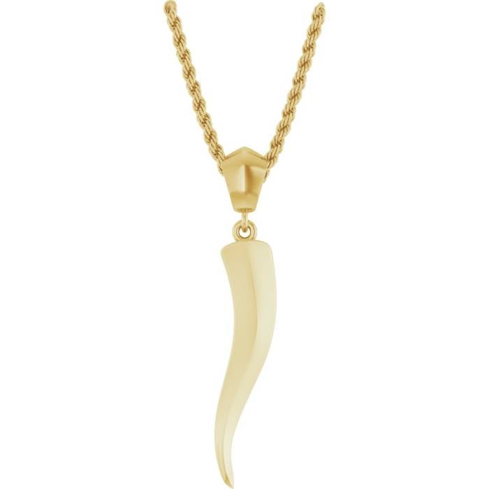 Men's 14K Yellow Gold Italian Horn Necklace The Italian Jewelry
