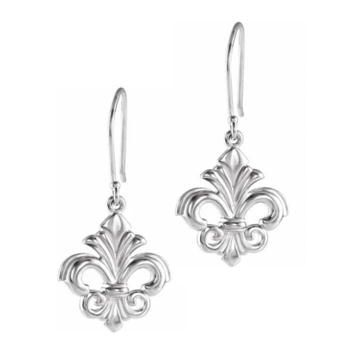 Sterling Silver Florentine Lily Dangle Earrings | Italian