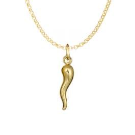Grande Gold Italian Horn Necklace (Cornicello) in gold over sterling silver by The Italian Jewelry Company