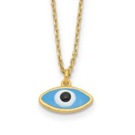 Malocchio Enamel Evil Eye Necklace in gold-plated sterling silver, Italian evil eye protection, made in Italy
